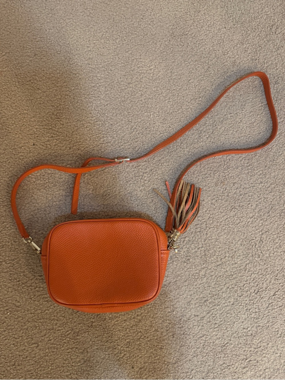 Women's Orange Crossbody Bag with Tassel